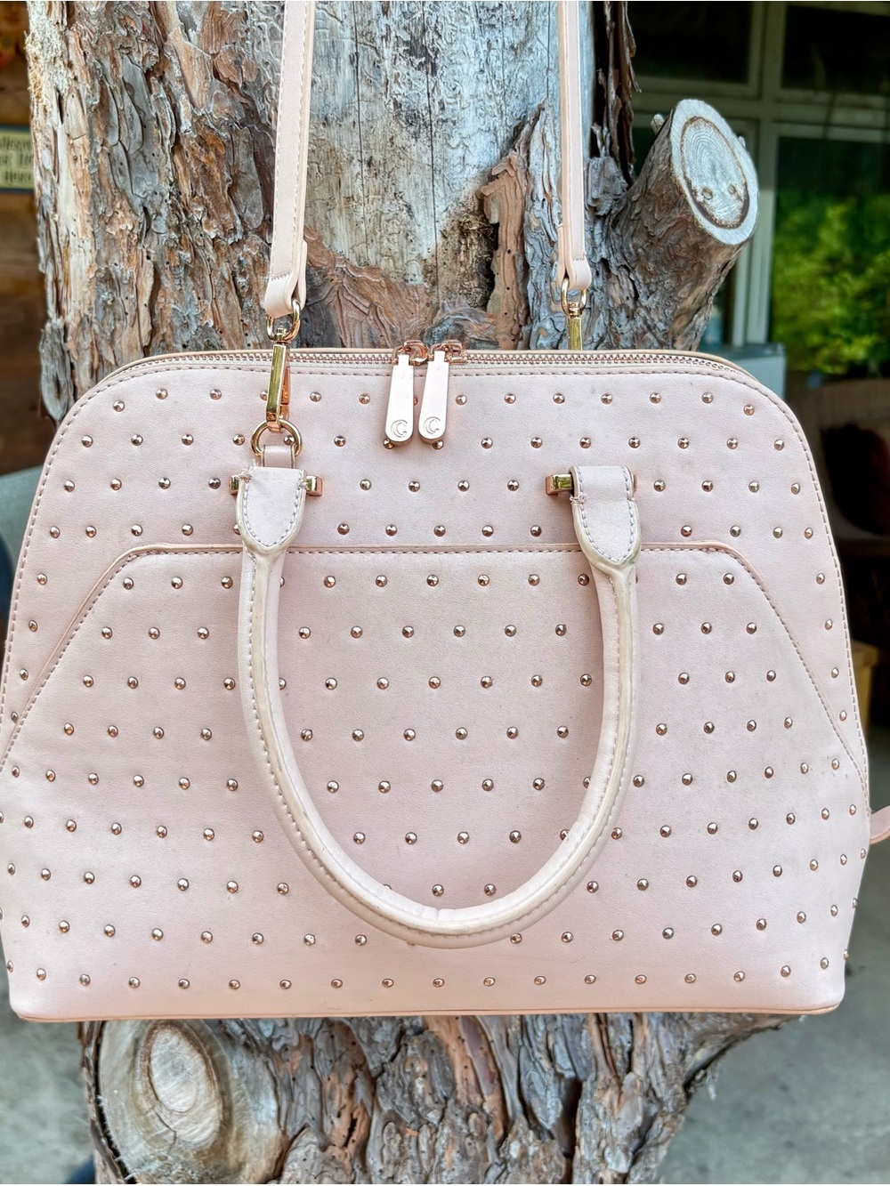 Charming Charlie Studded Blush Women's Satchel Tote Bag NWOT
